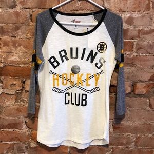 NWT NHL Boston Bruins Glitter Baseball Tee Sz XL